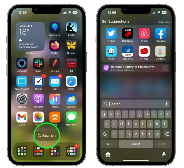 清苑苹果手机维修分享升级到 iOS 16 后，如何删除主屏幕上的搜索按钮 